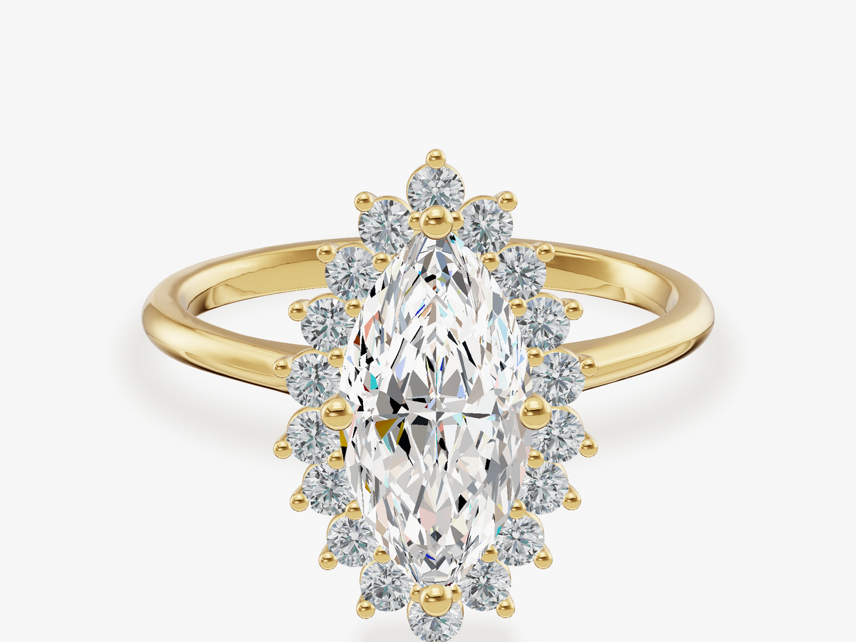 Flower Petal Halo Engagement Ring