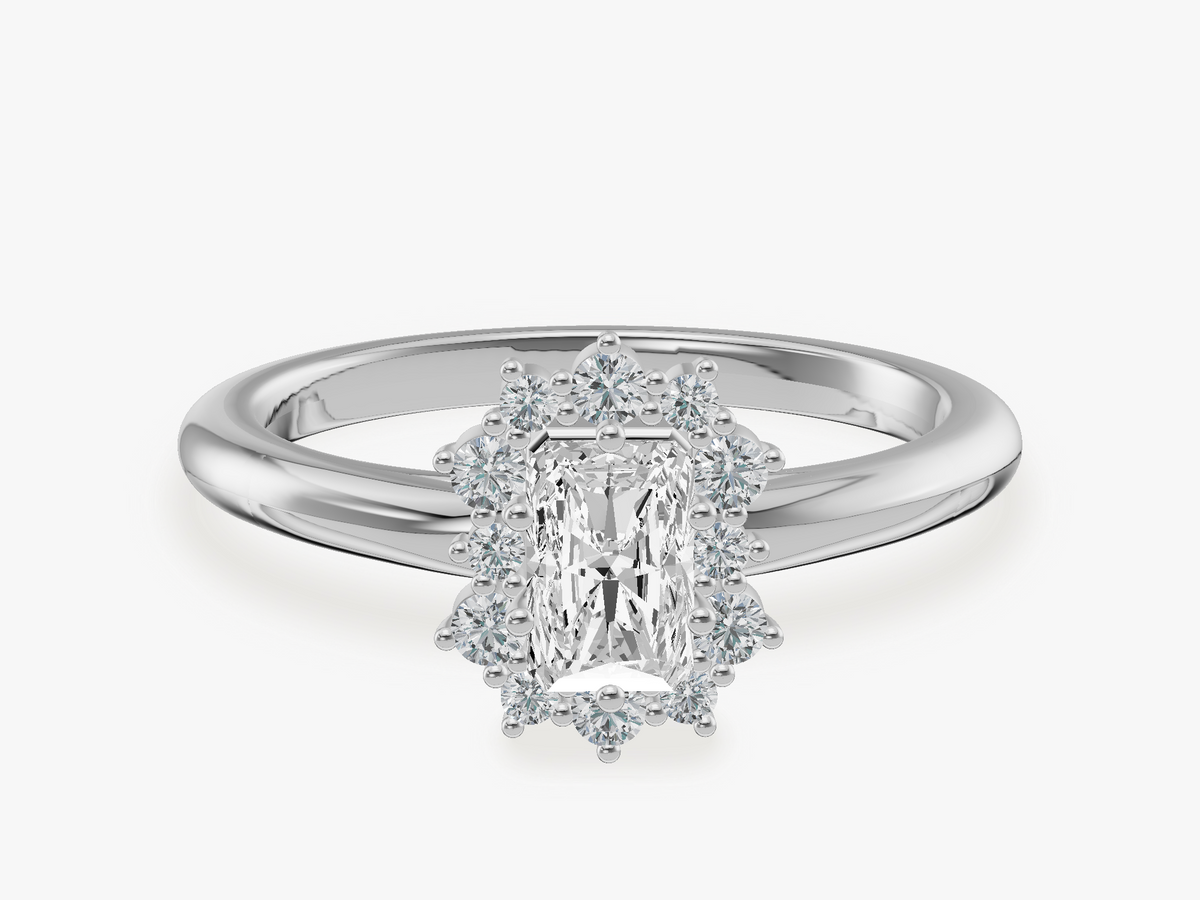 Sunburst Halo Engagement Ring