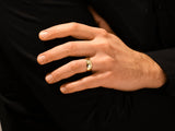 Gold ring with diamond on hand, luxury jewelry for men