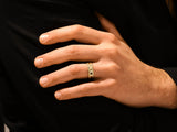 Men's textured gold ring on hand, luxury jewelry