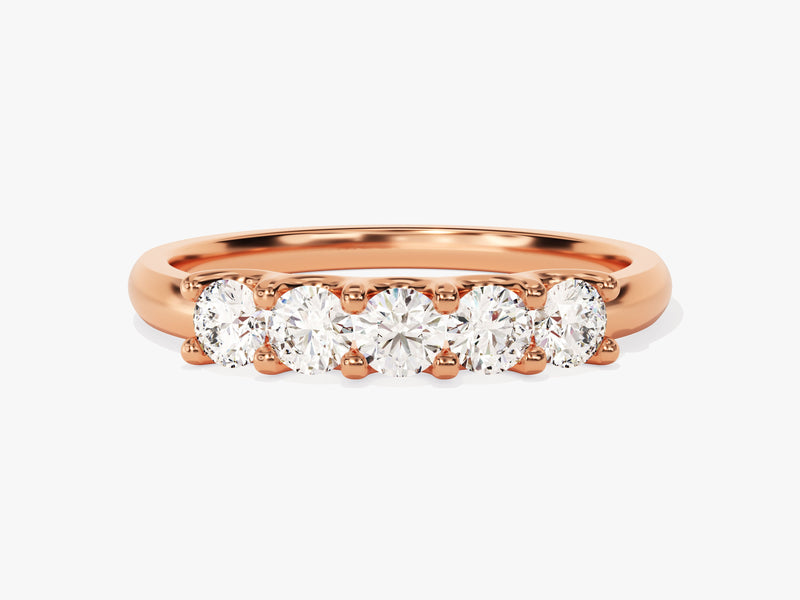 Rose gold five-stone diamond ring jewelry