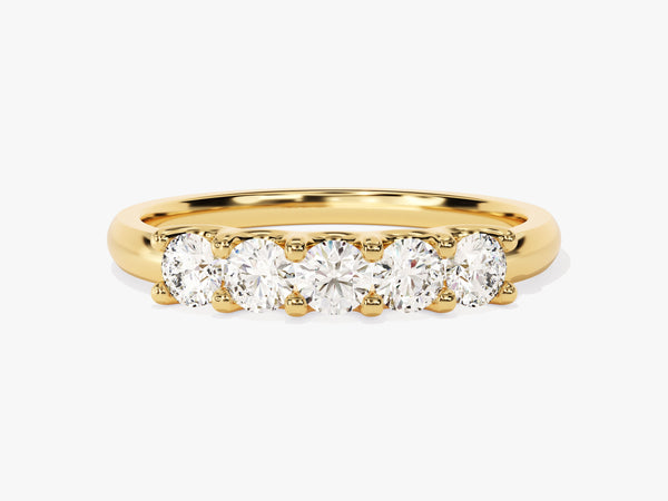 Gold five-stone diamond ring for jewelry