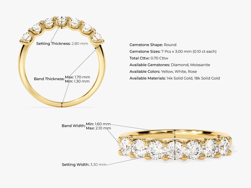 Diamond eternity band, 14k gold, round gemstones, jewelry detail
