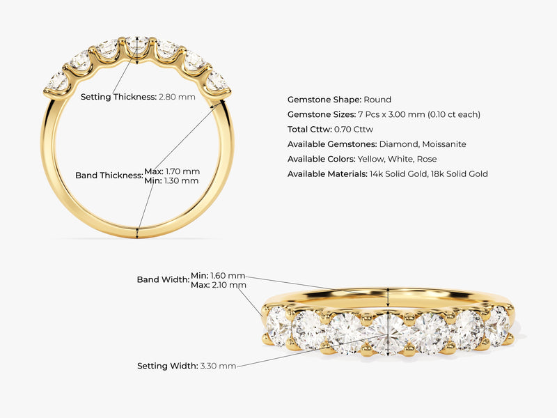 Diamond eternity ring, 14k gold, round gemstones, jewelry details