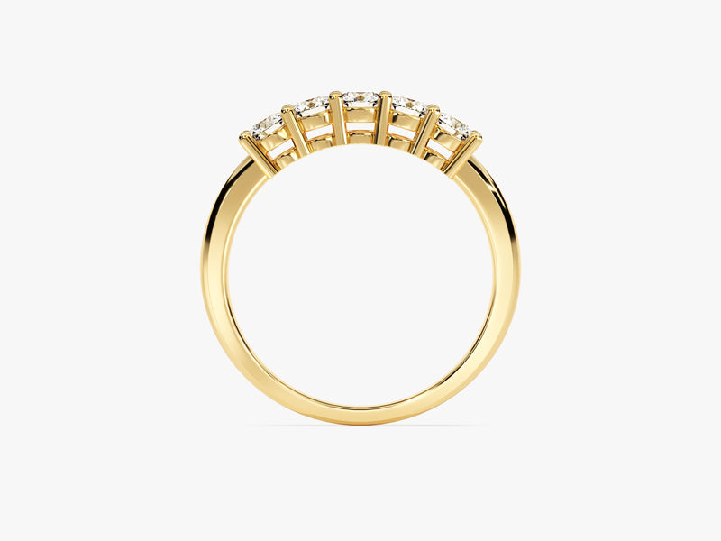 Gold band ring with five diamonds, fine jewelry, elegant design