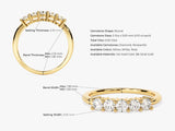 Gold diamond band ring with detailed measurements