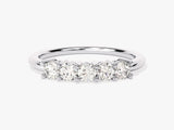 Five-stone diamond band ring, fine jewelry, platinum setting