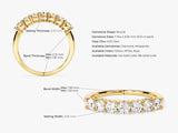 Diamond eternity ring, 14k gold, round gemstones, detailed measurements