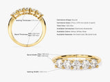Gold diamond ring with detailed measurements and specifications