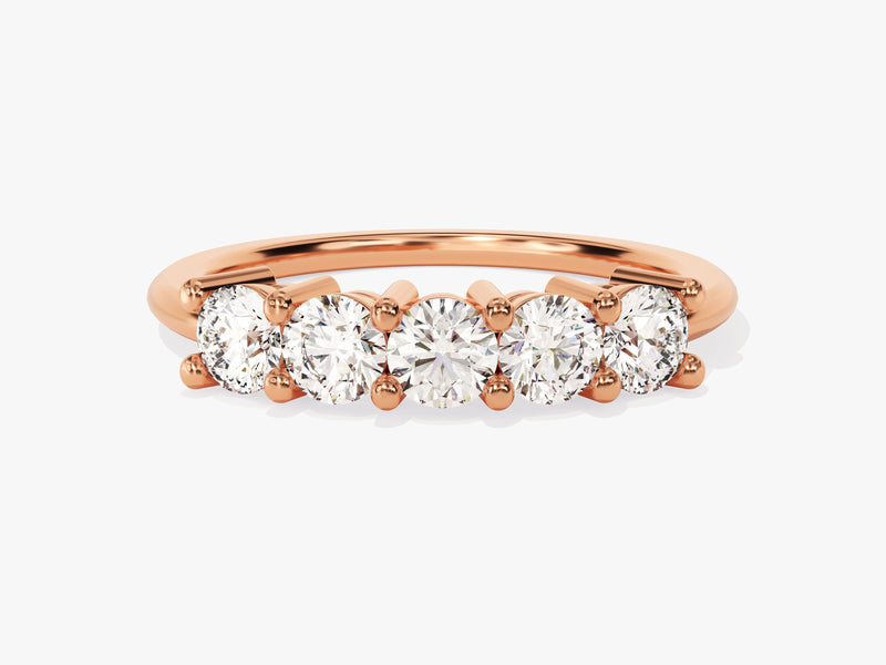 Rose gold five-stone diamond ring jewelry