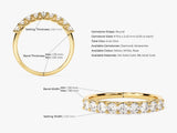 Gold diamond eternity band ring with detailed measurements