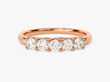 Rose gold five-stone diamond band ring jewelry