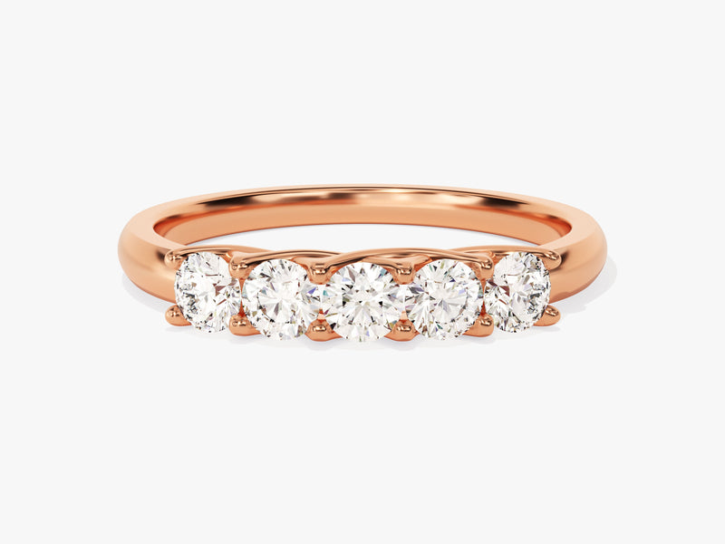 Rose gold five-stone diamond ring jewelry