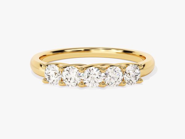 Gold five-stone diamond ring for jewelry