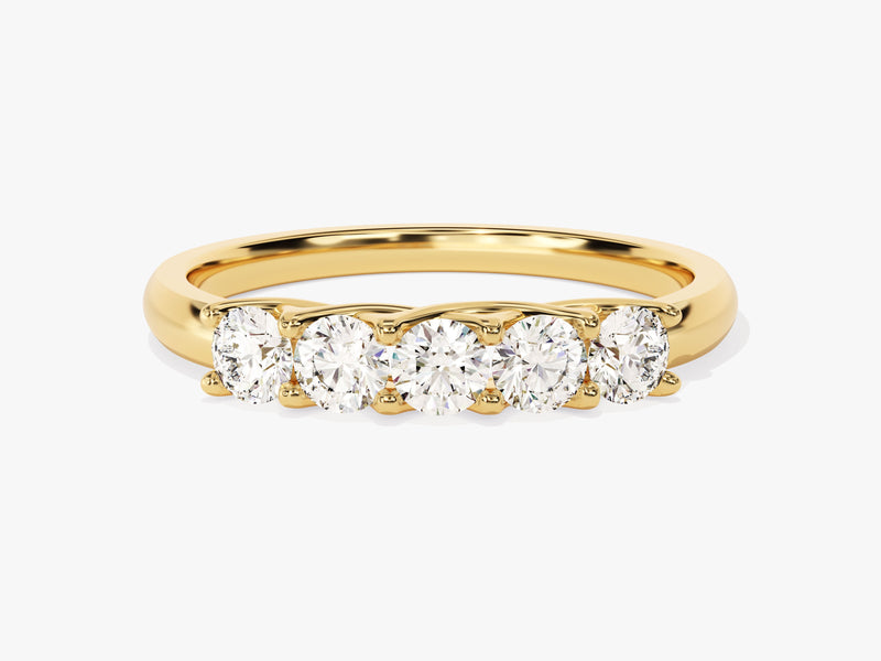 Gold five-stone diamond ring for jewelry