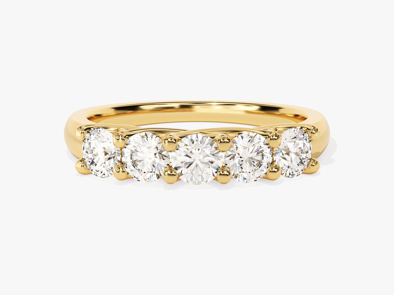 Gold five-stone diamond band ring jewelry