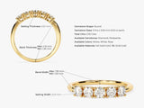Gold diamond band ring with detailed measurements