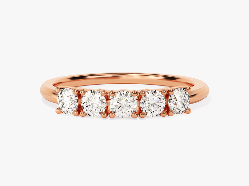Rose gold five-stone diamond ring jewelry