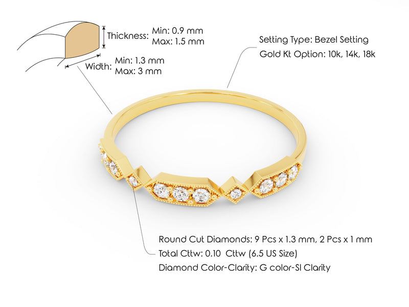 Diamond ring with bezel setting and gold kt options