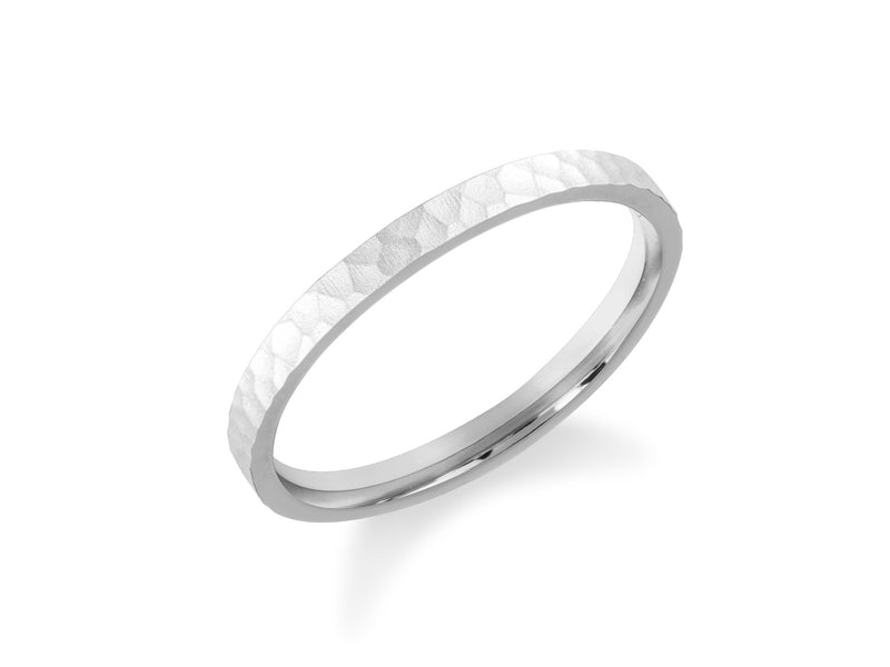 Hammered silver band ring, fine jewelry for women