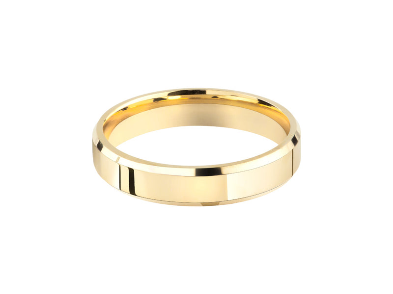 Gold wedding band, polished finish, modern jewelry design