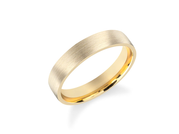 Brushed gold wedding band from jewelry company