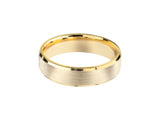 Brushed gold wedding band with polished gold edges