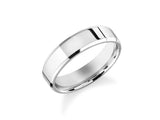 Polished silver band ring with beveled edges, jewelry firm product