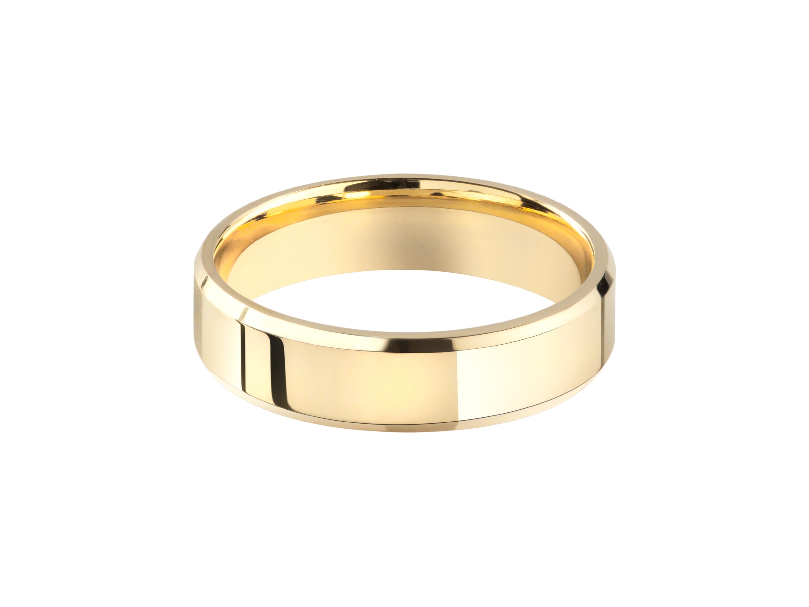 Gold wedding band, polished finish, modern jewelry design