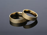 Hammered gold wedding bands, elegant jewelry for couples