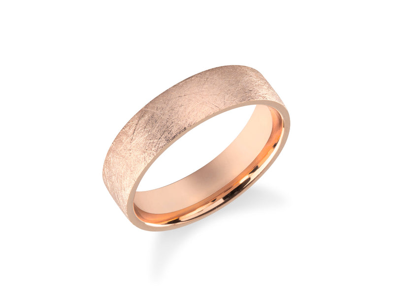Rose gold brushed wedding band jewelry