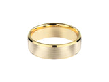Brushed gold wedding band with polished gold edges