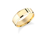 Gold wedding band, polished, faceted edges, jewelry for sale
