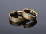 Hammered gold wedding bands from jewelry company