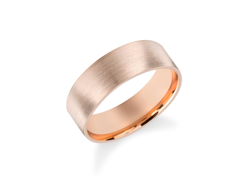 Brushed rose gold wedding band jewelry