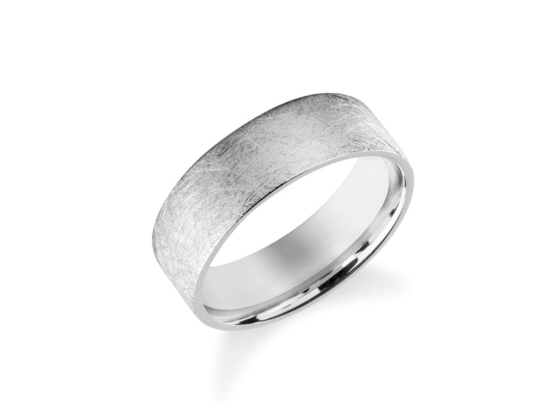 Brushed silver band ring, modern jewelry design
