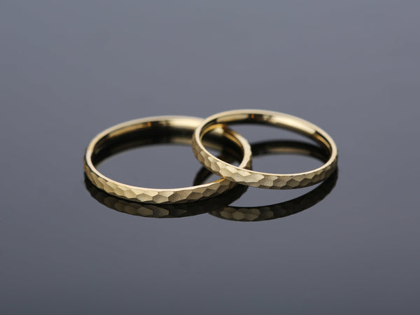Hammered gold wedding rings, fine jewelry for couples