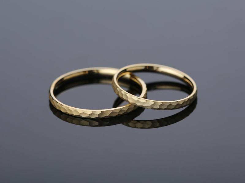 Hammered gold wedding rings, fine jewelry for couples