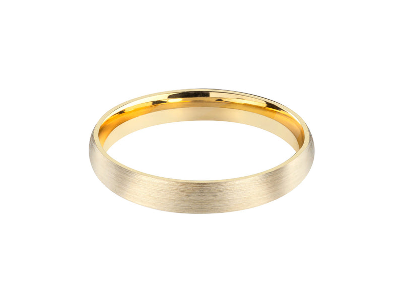 Brushed gold wedding band jewelry from a jewelry company