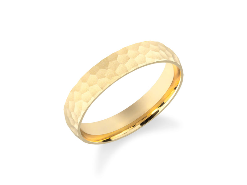 Hammered gold wedding band, fine jewelry for him or her