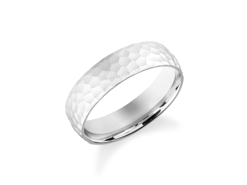 Hammered silver ring, modern jewelry design, elegant wedding band