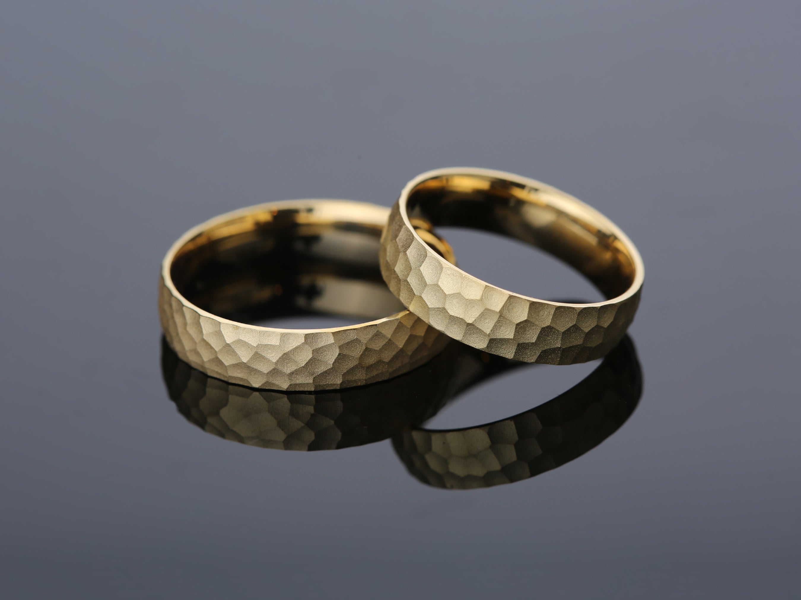 Textured gold wedding bands from jewelry firm