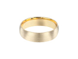Brushed gold wedding band with polished inner band