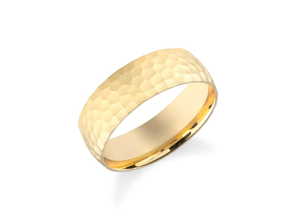 Textured gold wedding band, hammered finish, jewelry design