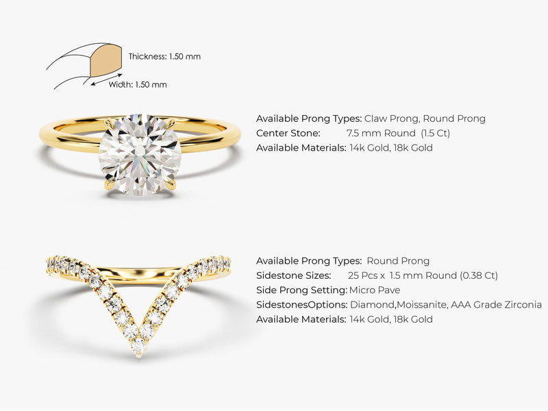 Gold rings with diamonds, moissanite, or zirconia options