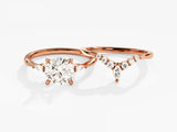 Rose gold diamond engagement ring and wedding band set