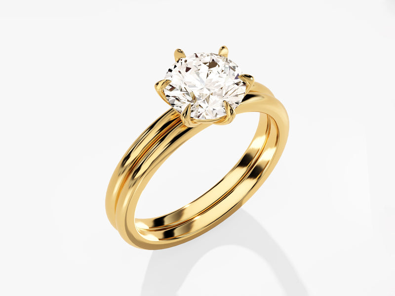 Diamond engagement ring and wedding band set, fine jewelry