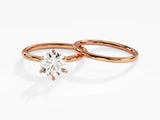 Rose gold diamond engagement ring and wedding band set