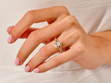 Diamond engagement ring on a woman's hand, jewelry photography