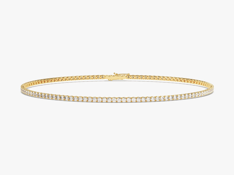 Diamond tennis bracelet in yellow gold, fine jewelry